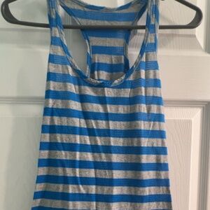 Blue and Gray Striped Tank Top